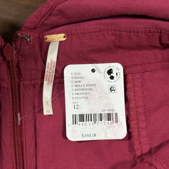 Free People Women's Size 12 Holly Berry Velvet Party Starter Belted Jumpsuit - Picture 7 of 12